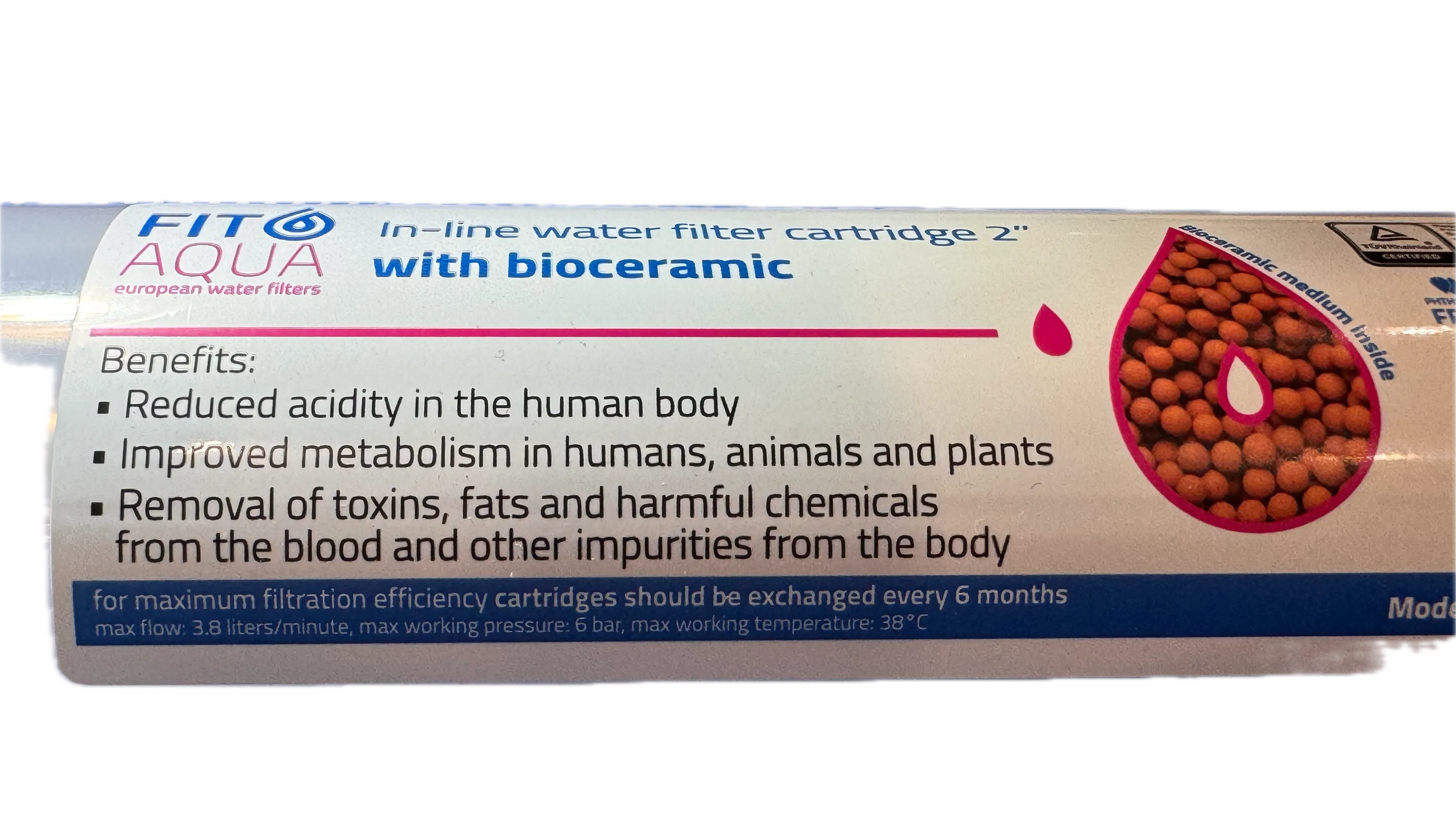 Fit Aqua Bioceramic In Line filter 2" Bioresonador - imagen 3