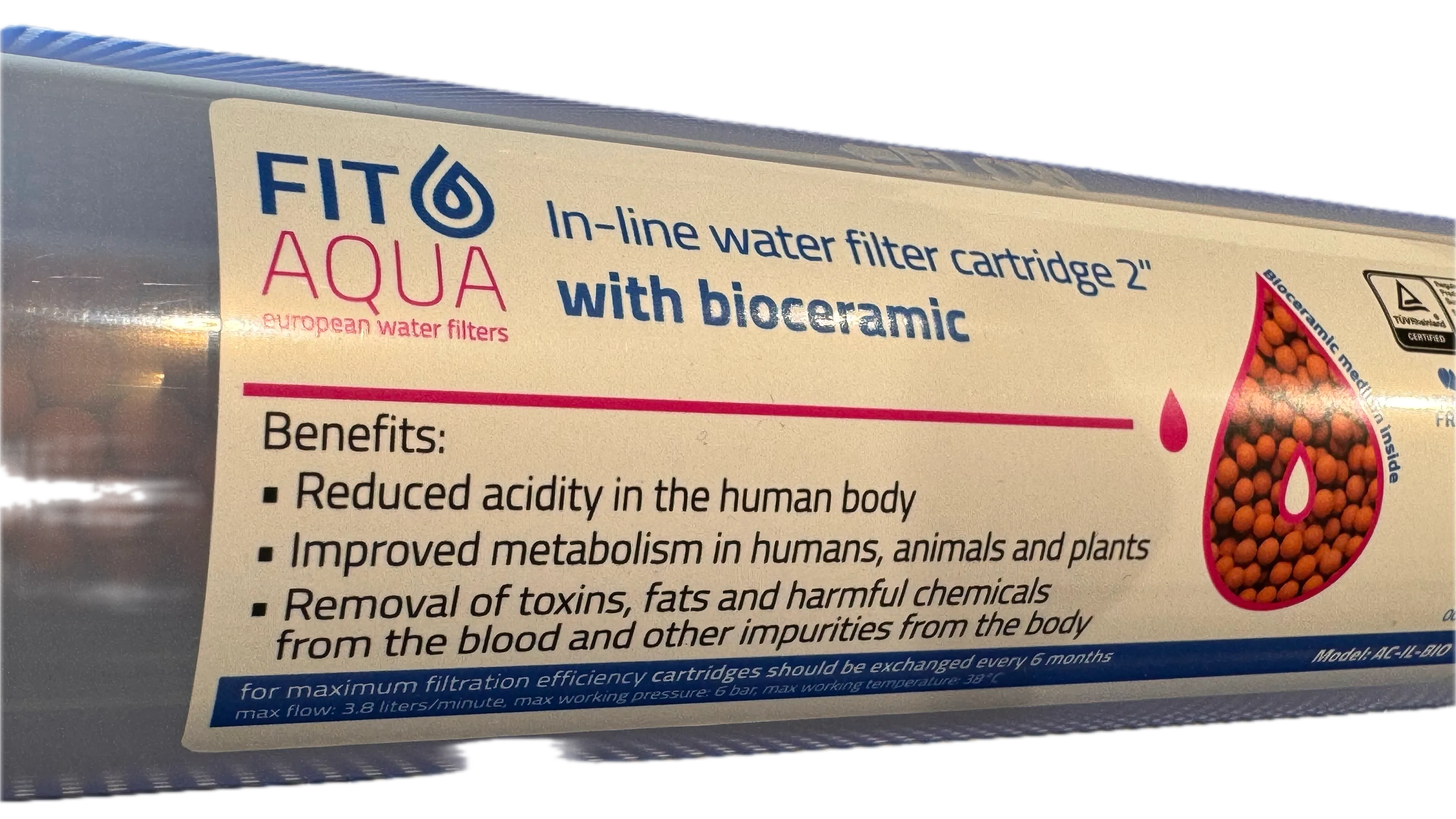 Fit Aqua Bioceramic In Line filter 2" Bioresonador - imagen 4