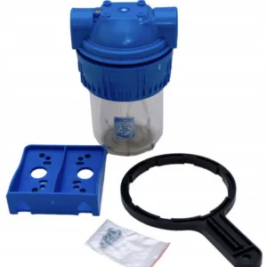 Kit de carcasa de filtro Aquafilter de 5" con placa y llave.